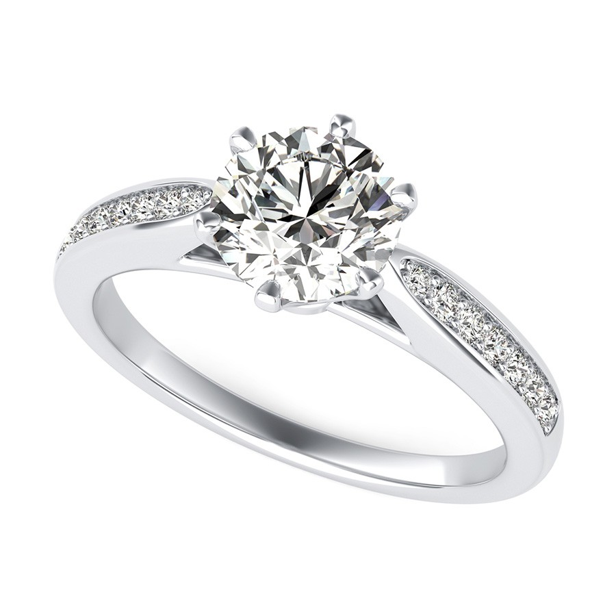 Victoria Royal Cathedral Engagement Ring With Pave Set Side Stones