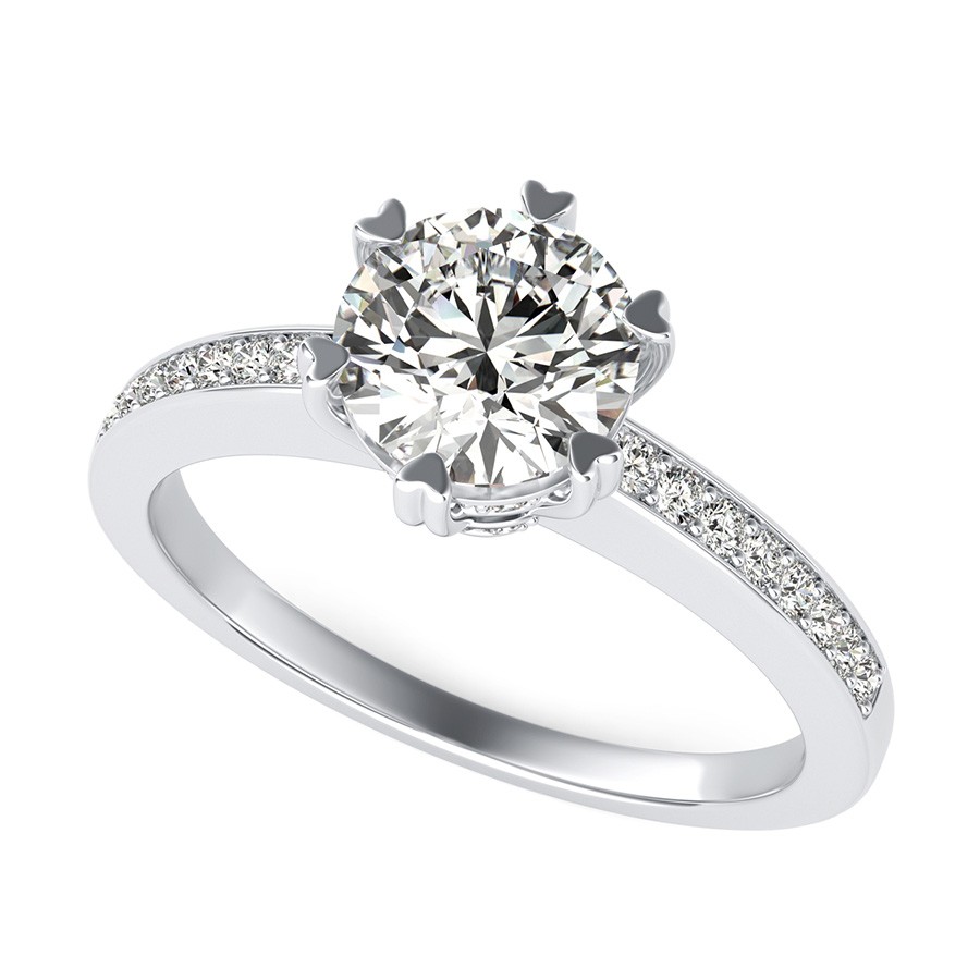 Milano Engagement Ring With Pave Side Stones