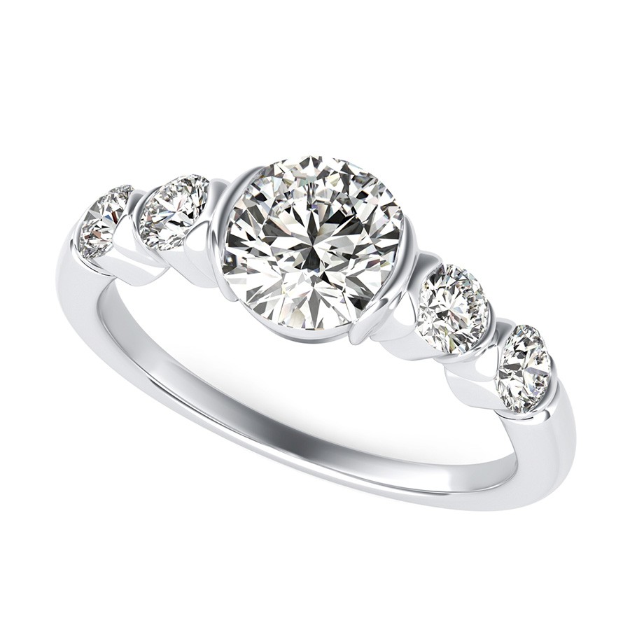 Half Bezel Five Stone Engagement Ring