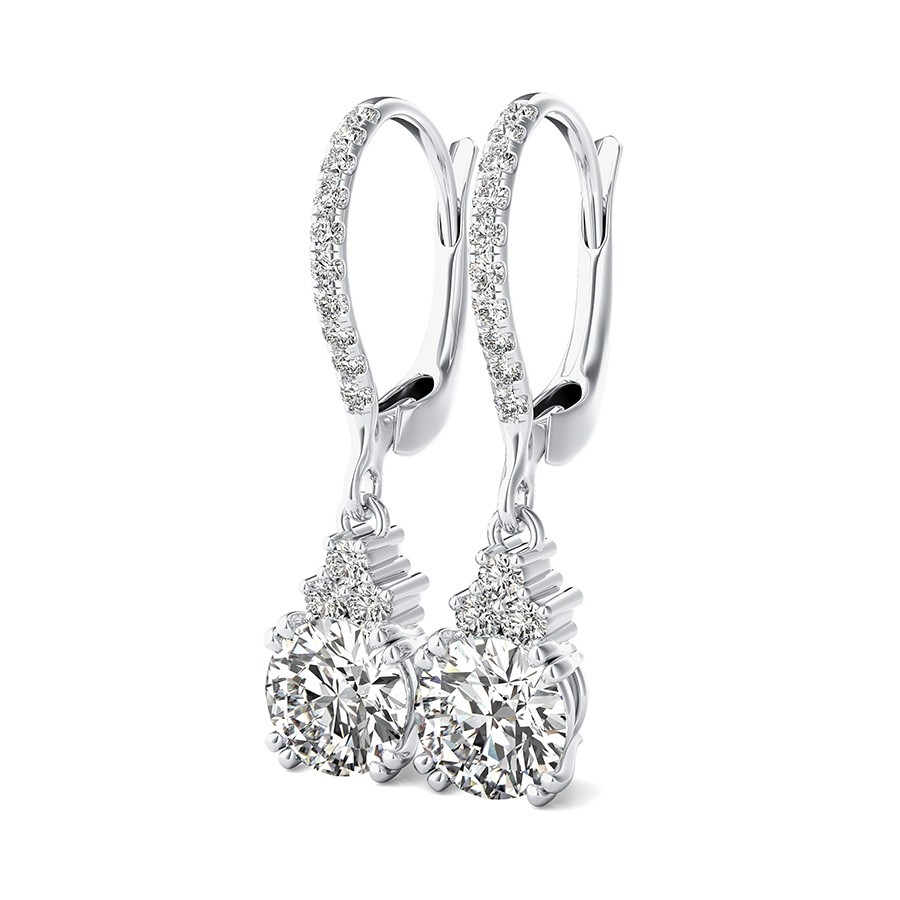 Double Prong Accented Drop Earrings