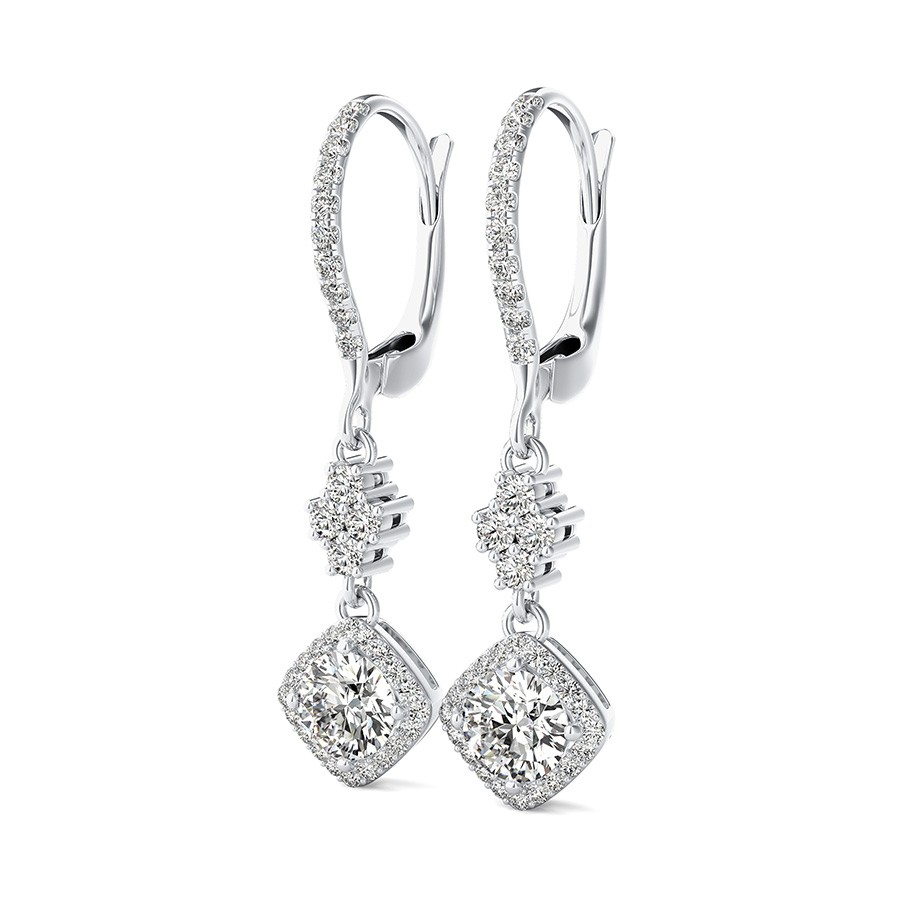 Accented Halo Drop Earrings