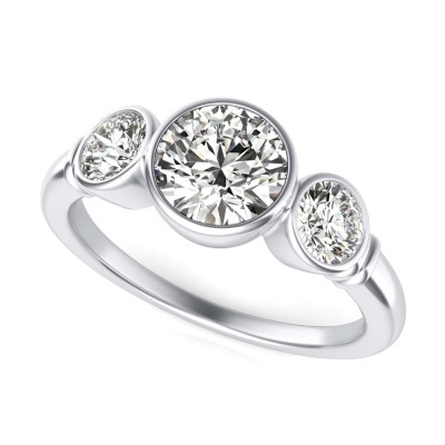 Bezel Three Stone Engagement Ring