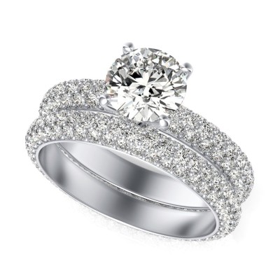 Eternity Micro Pave Engagement Ring With Matching Band