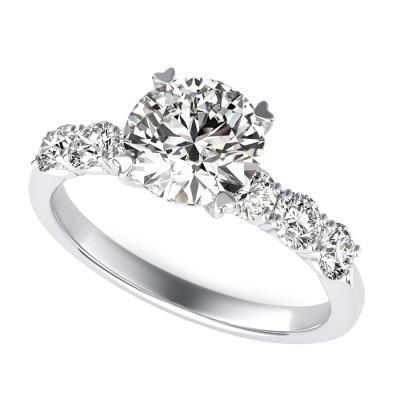 Engagement Ring With Side Stones Set In U Shape Prongs