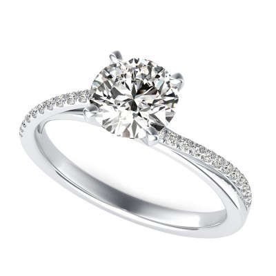 Cathedral Twist Engagement Ring With Side Stones