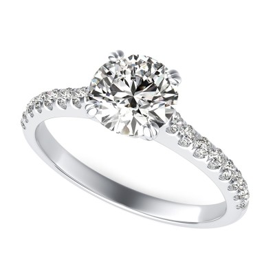 Classic Side Stone Engagement Ring With Twisted Prongs
