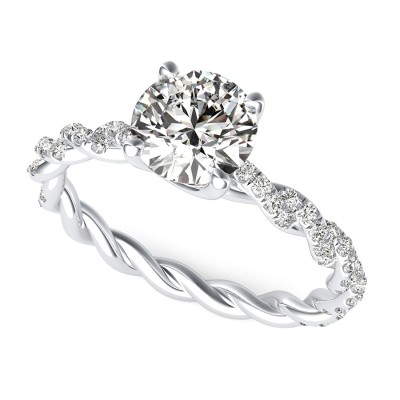Marcela Twist Engagement Ring With Side Stones