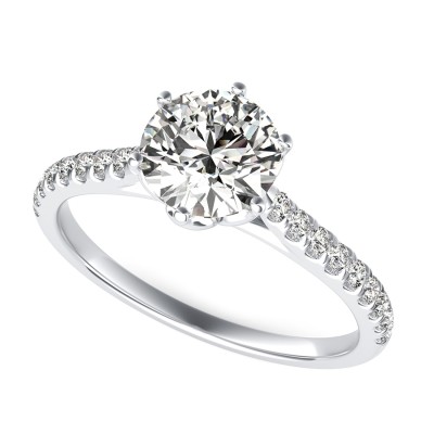 Flower Prong  Cathedral Engagement Ring
