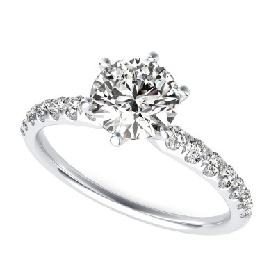Classic Engagement Ring With Prong Set Side Stones