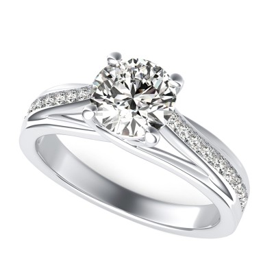 Amore Trellis Engagement Ring With Side Stones