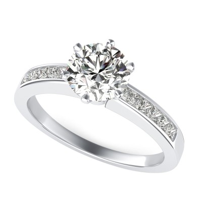 Victoria Royal Engagement Ring With Channel Set Side Stones