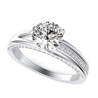 Amore Engagement Ring With Pave Side Stones