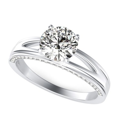 Amore Trellis Split Shank Engagement Ring With Pave Side Stones