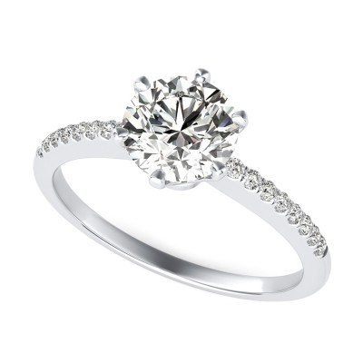 Victoria Royal Classic Engagement Ring With Prong Set Side Stones