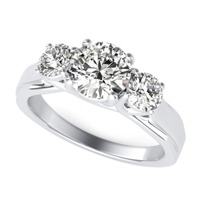 Classic Three Stone Trellis Engagement Ring 