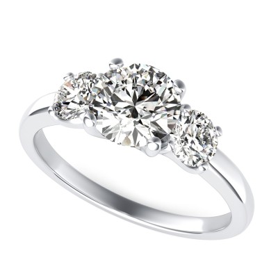 U Shape Three Stone Engagement Ring