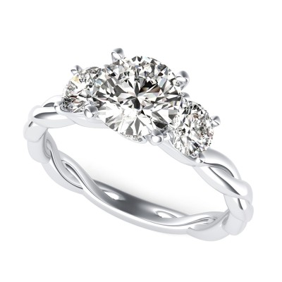 Yiara Three Stone Engagement Ring With Twisted Marcela Shank