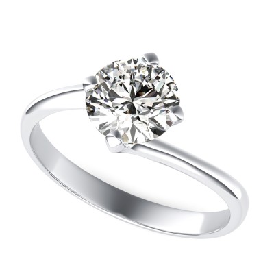 Solitaire Engagement Ring With Twisted Shank