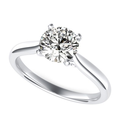 Cathedral Solitaire Engagement Ring With Scroll On The Side