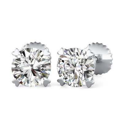 Stud Earrings With Heart Shaped Prong Setting