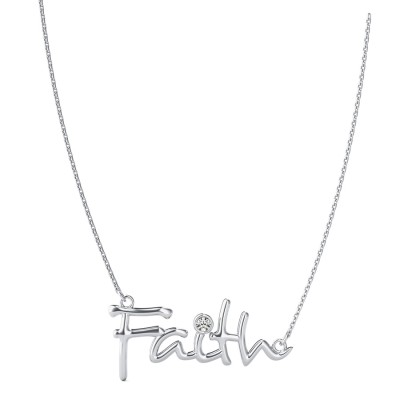 "Faith" Pendant With Bezel Set Stone