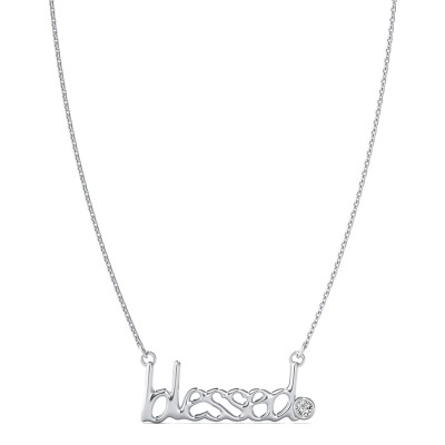 "Blessed" Pendant With Bezel Set Stone