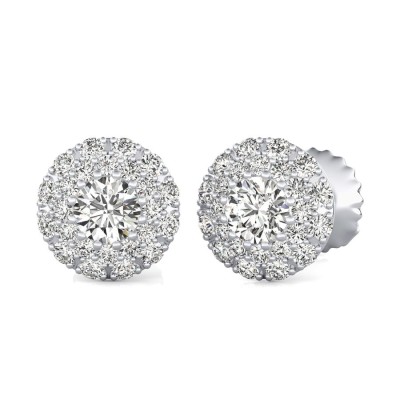 Two Row Pave Halo Stud Earrings