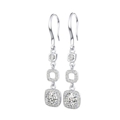 Square Halo Lever Back Earrings