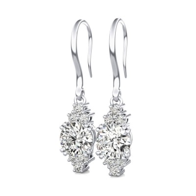 Leverback Solitaire Earrings With Side Stones