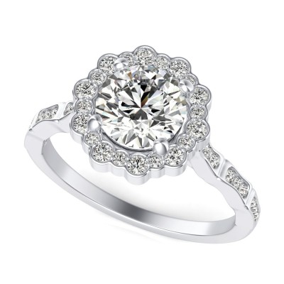 Bezel Halo Engagement Ring