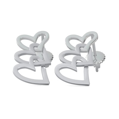 Three Heart Charm Earrings
