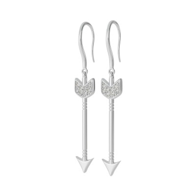 Arrow Dangling Earrings With Pave Set Stones