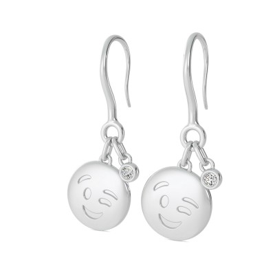 Winking Emoji Disc Earrings
