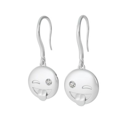 Smiley Tongue Out Emoji Coin Earrings