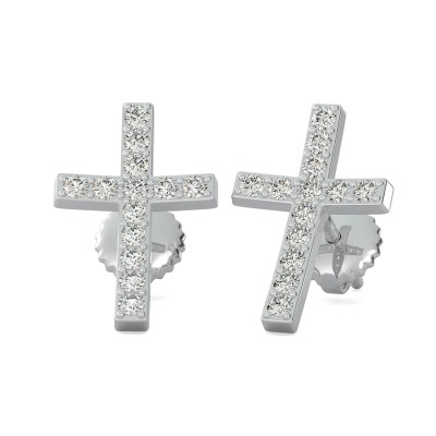 Cross Earrings With Pave Set Stones