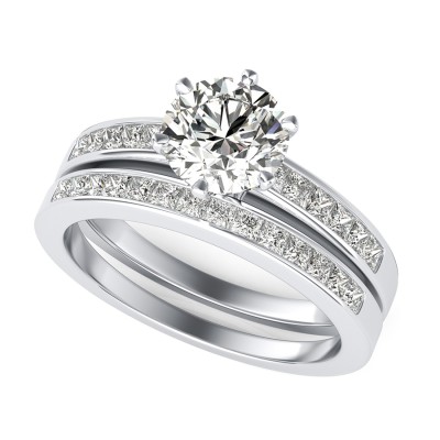 Victoria Royal Engagement Ring Set With Channel Set Side Stones
