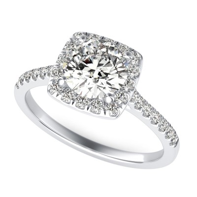 Classic Square Halo Engagement Ring