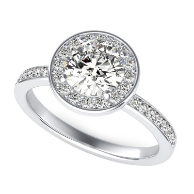 Classic Halo Pave Set Engagement Ring