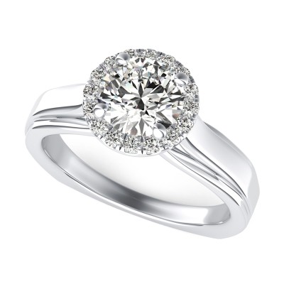 Amore Halo Engagement Ring With Square Shank