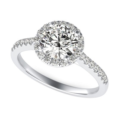 Cathedral Halo Engagement Ring With Side Stones