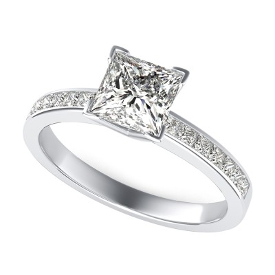 Classic Engagement Ring With Channel Set Side Stones