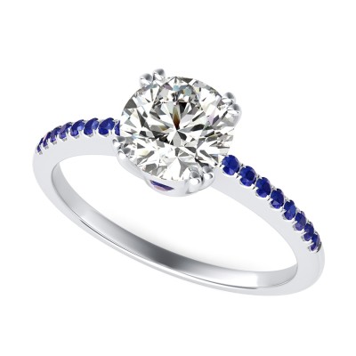 Basket Head Engagement Ring With Side Stones