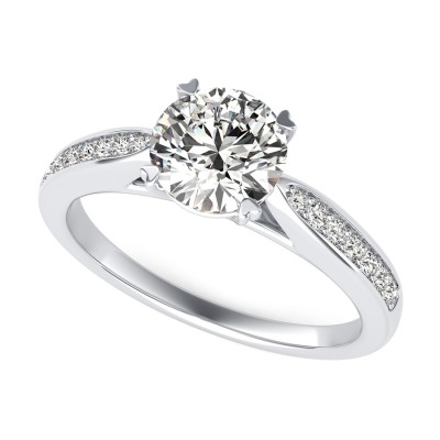 Cathedral Engagement Ring With Side Stones