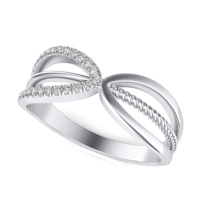 Twisted Rope and Diamond Fashion Ring