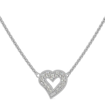 Open Heart Pendant With Pave Set Stones