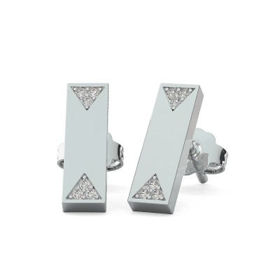 Bar Earrings With Triangle Shaped Pave Set Stones