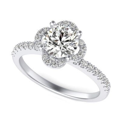 Clover Halo Engagement Ring
