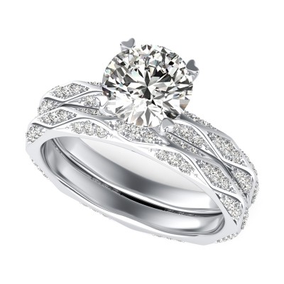Alexis Pave Eternity Engagement Ring With Matching Wedding Band
