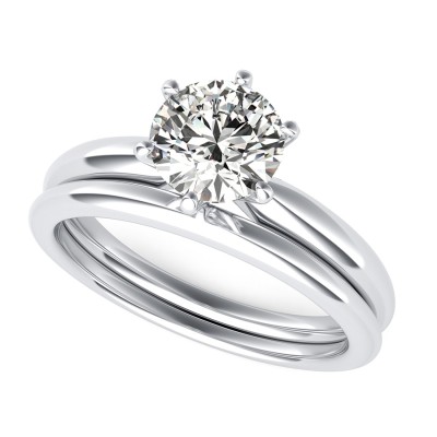 Classic Solitaire Engagement Ring With Matching Band