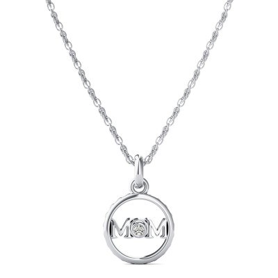 "Mom" Open Circle Pendant With Hearts